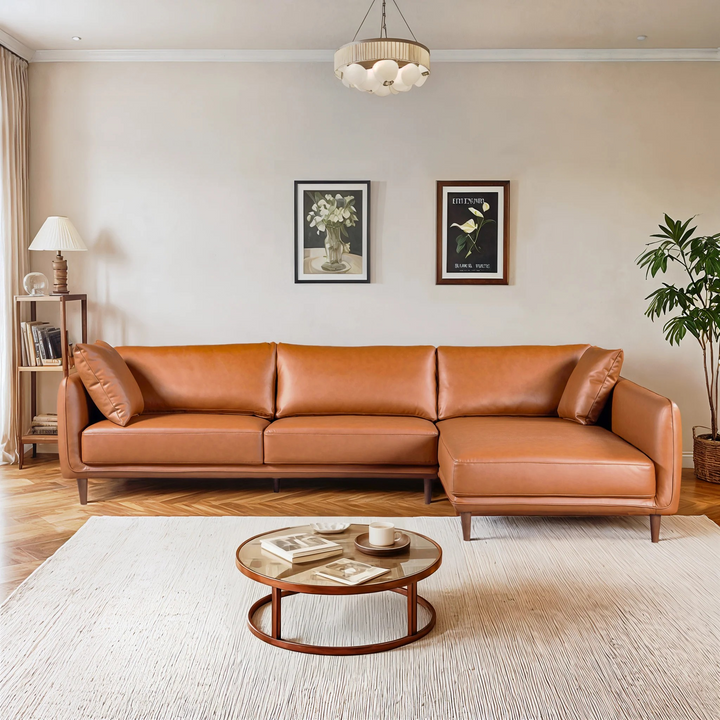 Cairo Sectional Right Sofa - Cognac Vegan Leather