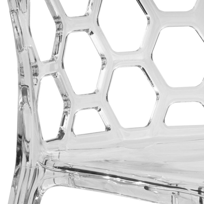 LeisureMod Modern Dynamic Dining Chair, Set of 2 Clear Zoomed.