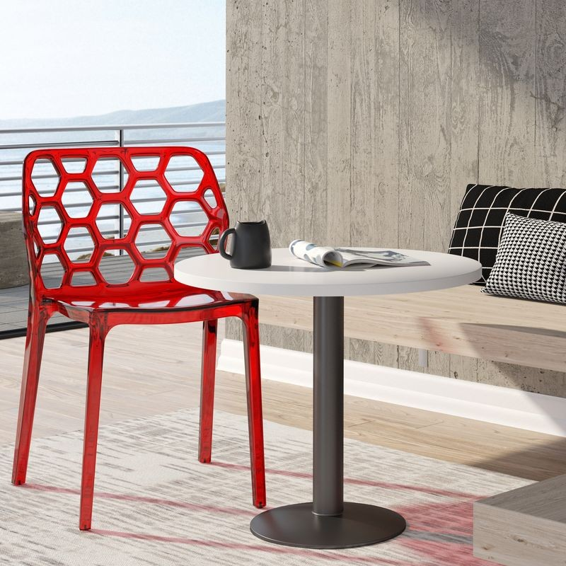 LeisureMod Modern Dynamic Dining Chair Transparent Red