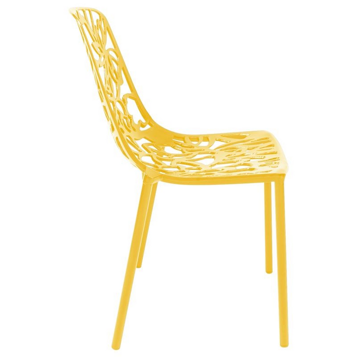 LeisureMod Modern Devon Aluminum Chair Yellow Side View.
