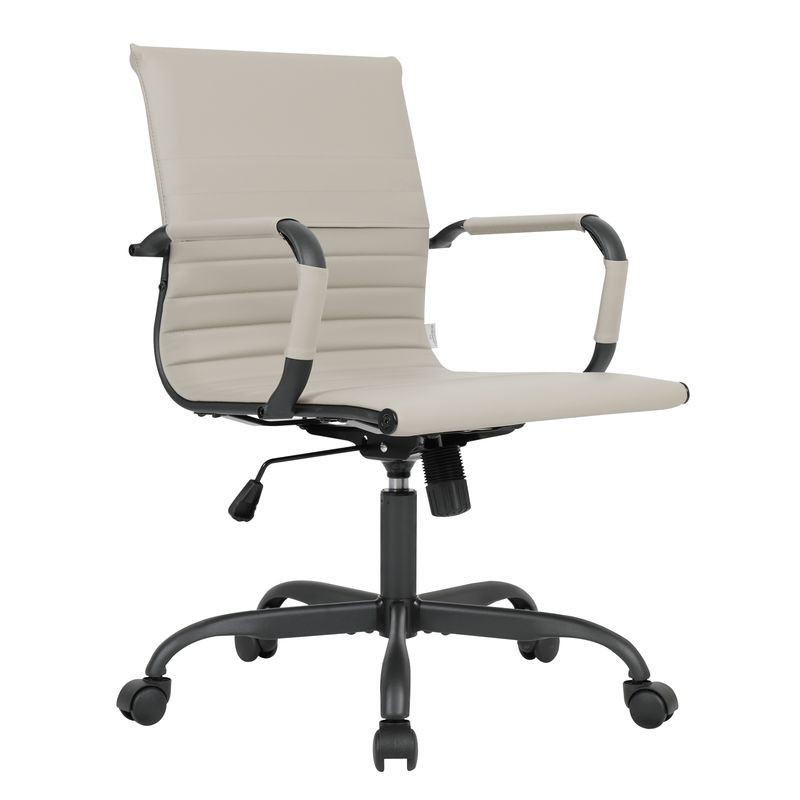 LeisureMod Harris Leather Home Office Chair in Tan with Black Frame