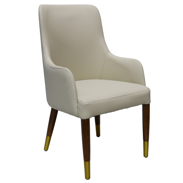Leisuremod Viva Collection Modern Wooden Dining Armchair in Taupe