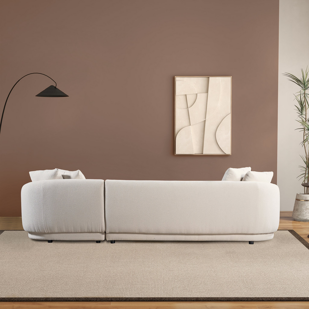 Chandler Cream Boucle Right Sectional Sofa Back