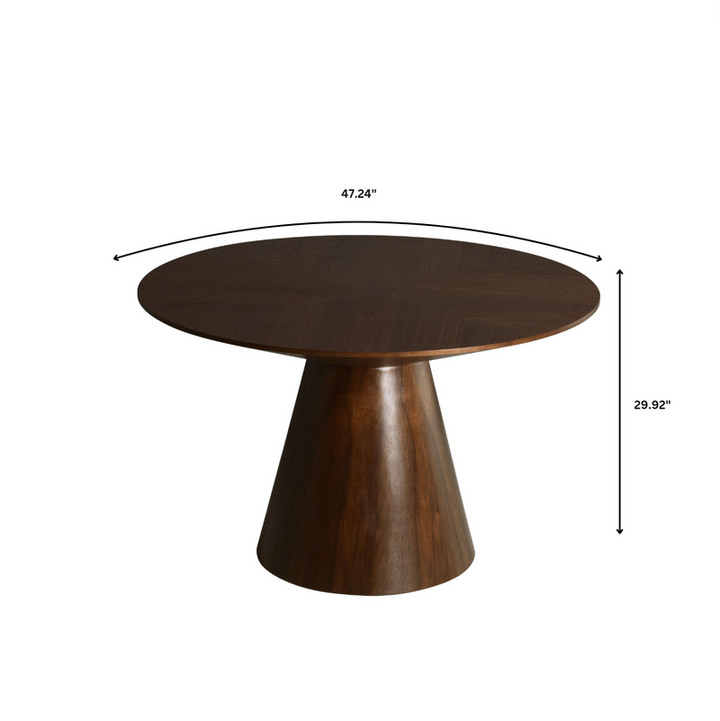 Leisuremod Fynix Collection Modern Dining Table in Walnut Dimensions.