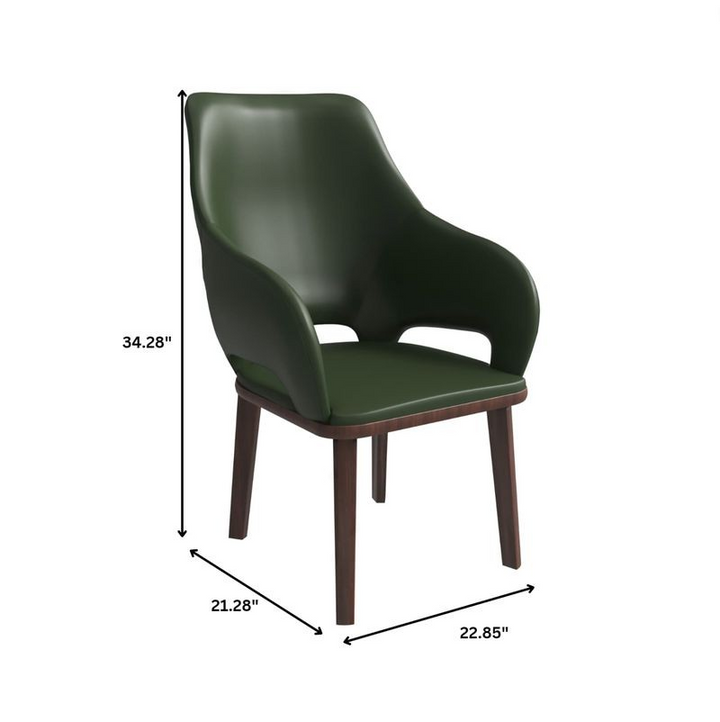 Green chair with dimensions labeled on a white background.