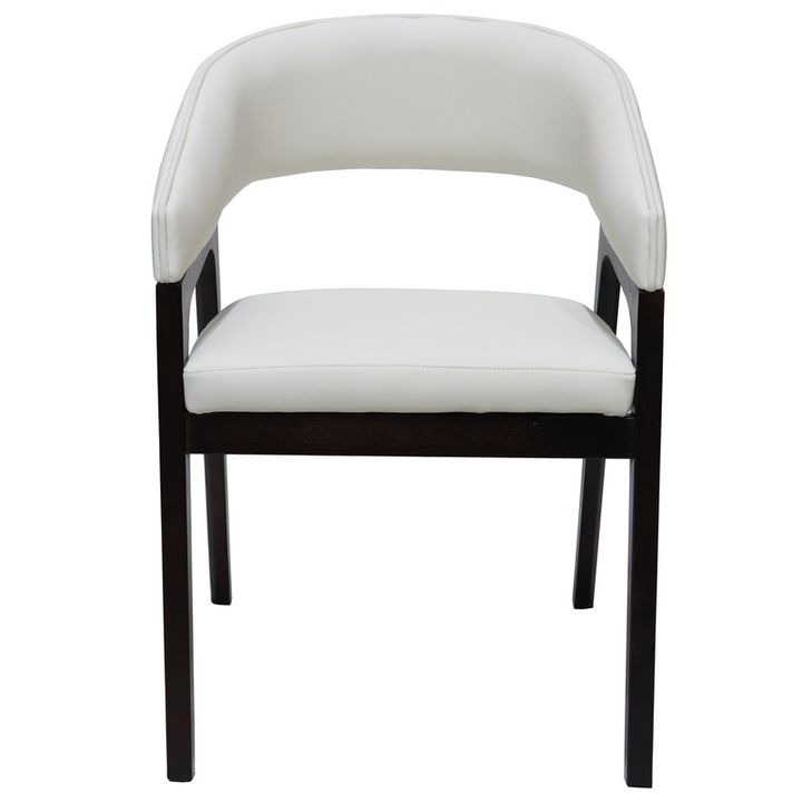 Leisuremod Cali Collection Modern Dining Chair in White Front View.