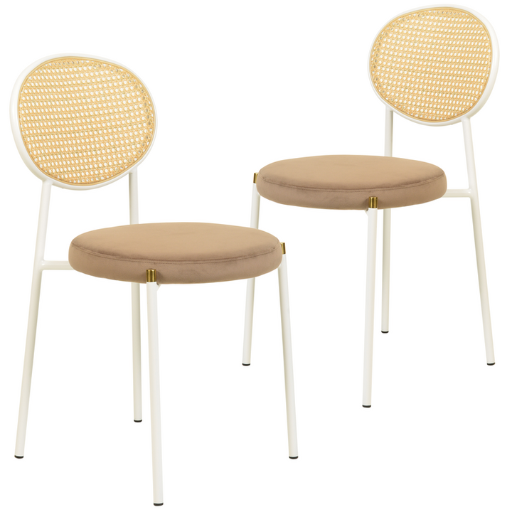 LeisureMod Euston Collection Modern Dining Chair White Frame in Brown Set of 2