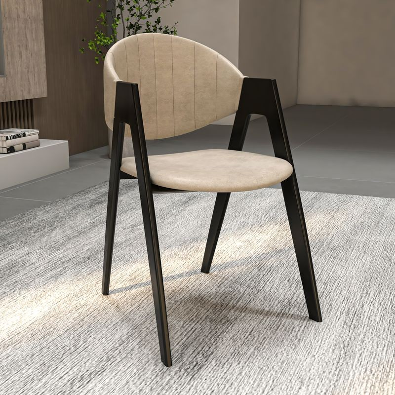 LeisureMod Savor Collection Modern Dining Chair in Toupe with Background.