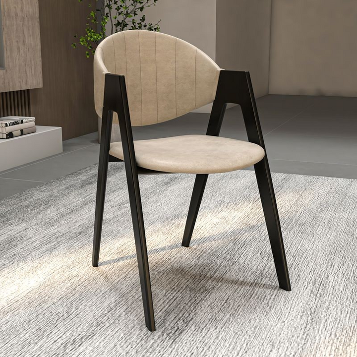 LeisureMod Savor Collection Modern Dining Chair in Toupe with Background.