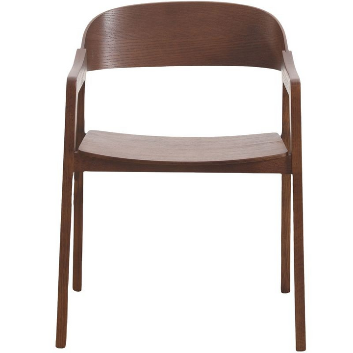 LeisureMod Rivo Collection Elegant Dining Chair in Dark Walnut Color Wood Front View.