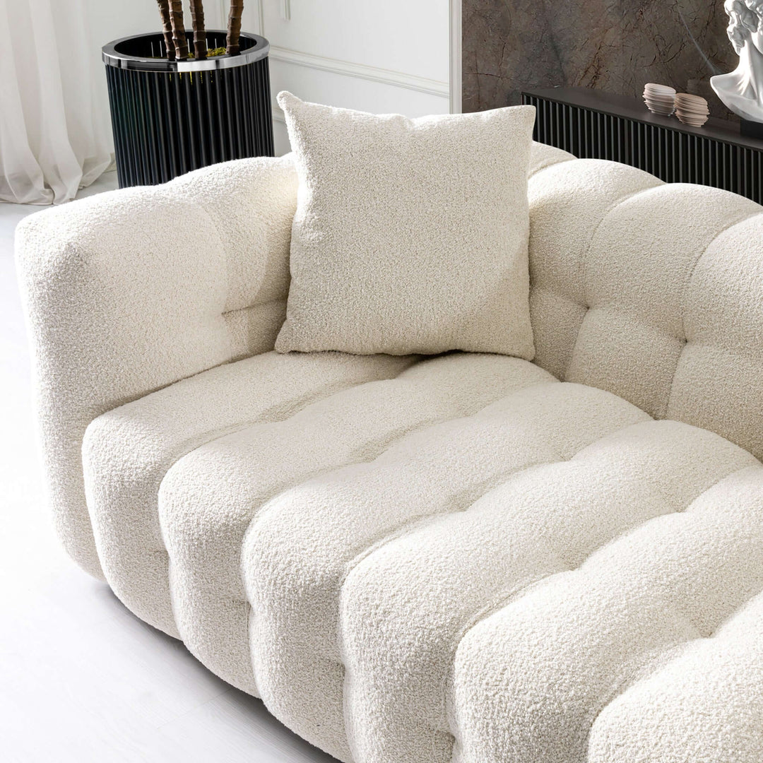 Eden Modern Tufted Chesterfield Boucle Fabric Sofa Left Angle Zoomed