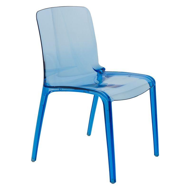 LeisureMod Murray Modern Dining Chair Transparent Blue