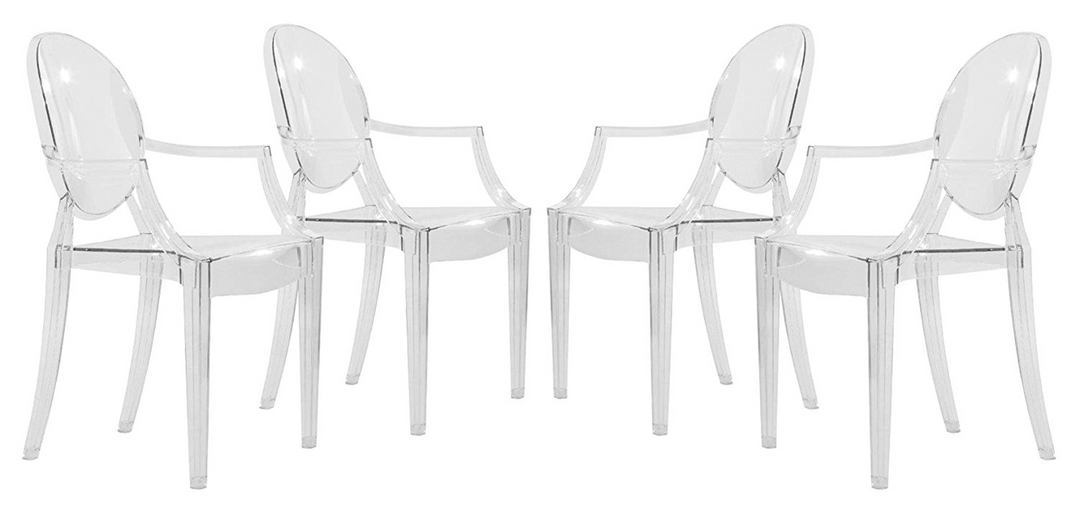 LeisureMod Carroll Modern Acrylic Dining Side Chair, Set of 4 Together.