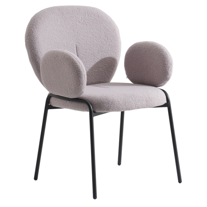 Leisuremod Celestial Series Boucle Dining Armchair with Black Frame and Grey Fabric