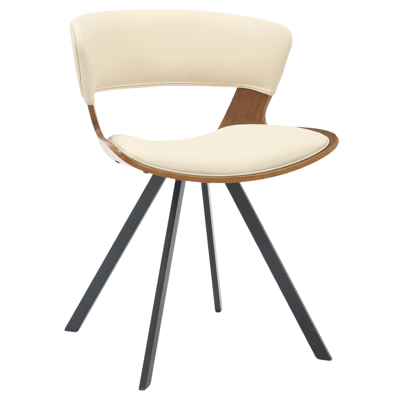 LeisureMod Wooden Dining Chair Modern style Nymia Collection Walnut Color in Beige