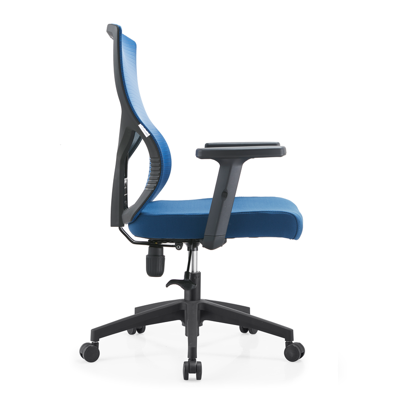 LeisureMod Office Dale Series Office Task Chair in Blue Side View.