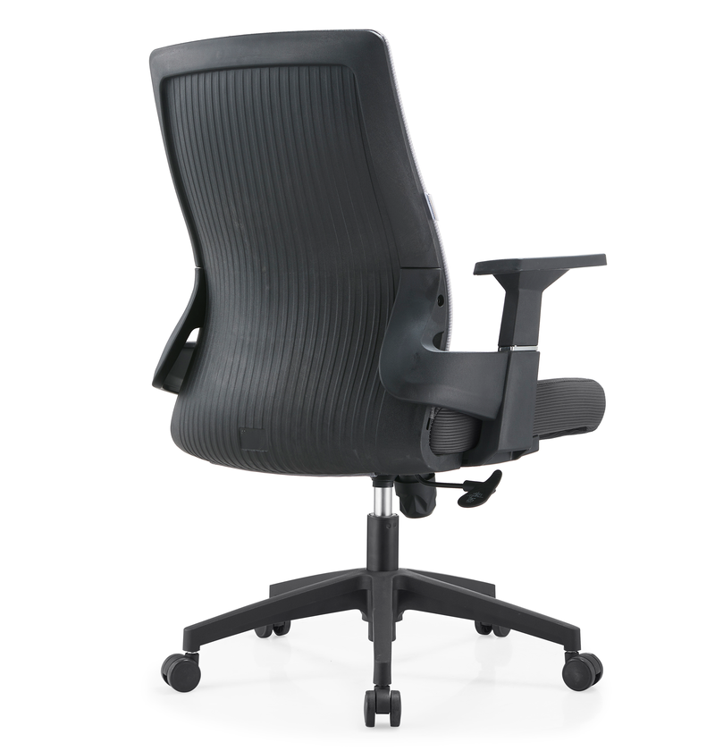 LeisureMod Office Brio Series Office Task Chair in White Back View.