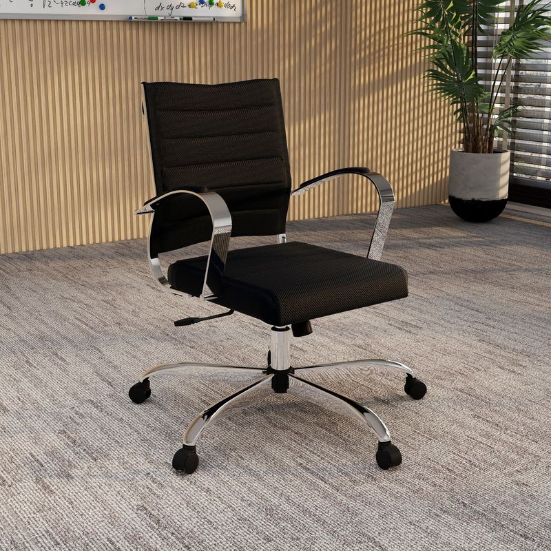 LeisureMod Benmar Home Mesh Office Chair in Black in Office.