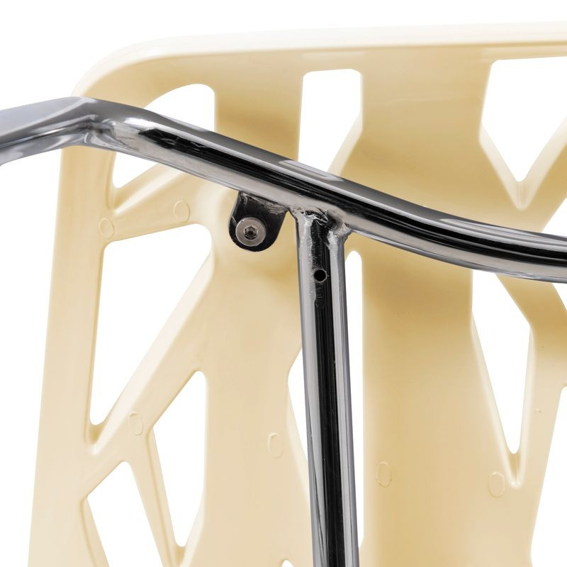 LeisureMod Modern Asbury Dining Chair w/ Chromed Legs Cream Zoomed.
