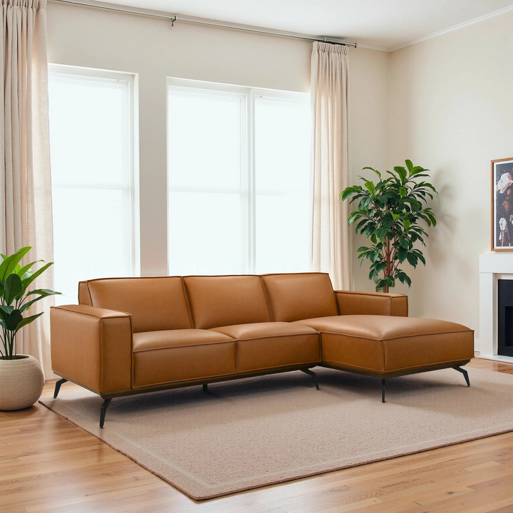 Brenham Easy Clean Modern Right Sectional Sofa and Chaise Angle View.