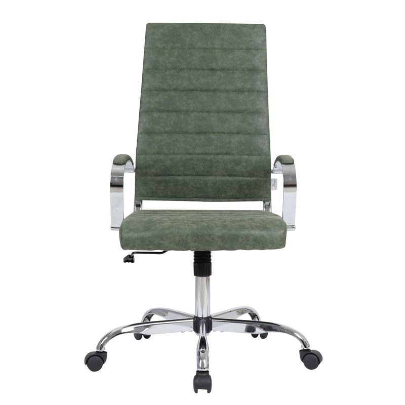 LeisureMod Benmar High-Back Leather Office Chair Green Front View.