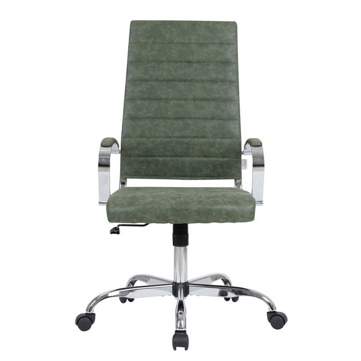 LeisureMod Benmar High-Back Leather Office Chair Green Front View.
