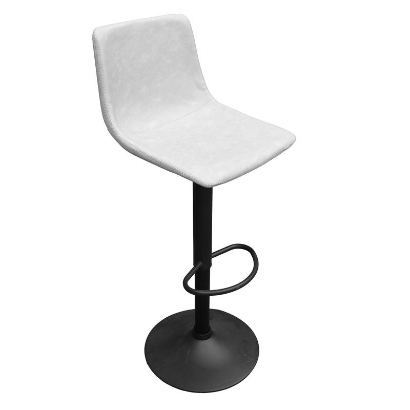 LeisureMod Tilbury Modern Adjustable Bar Stool with Footrest and 360-Degree Swivel in Light Grey