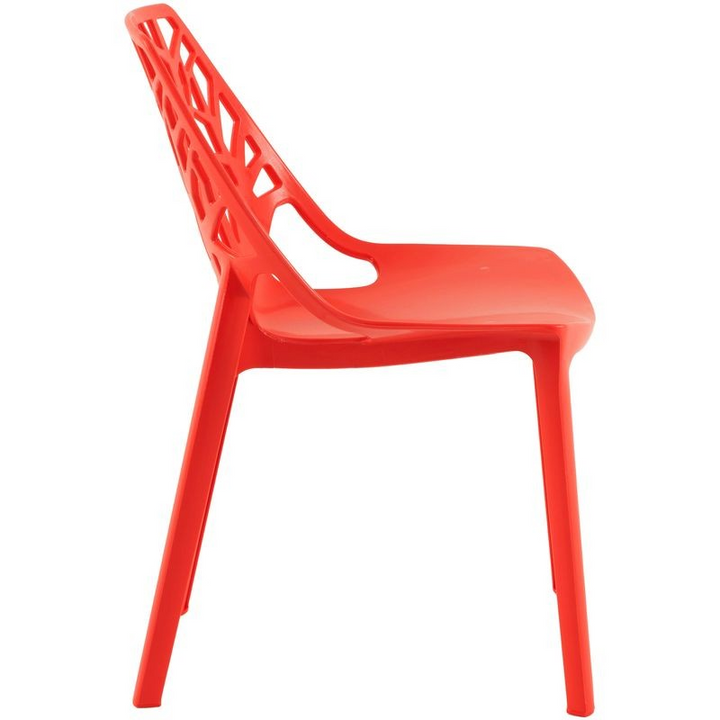 LeisureMod Modern Cornelia Dining Chair Solid Red Side View.