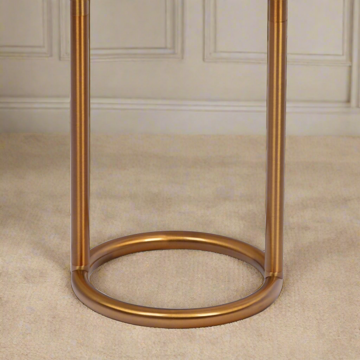 Vivid Brass Ring Base Floor Lamp with Large White Drum Shade Base Photo.