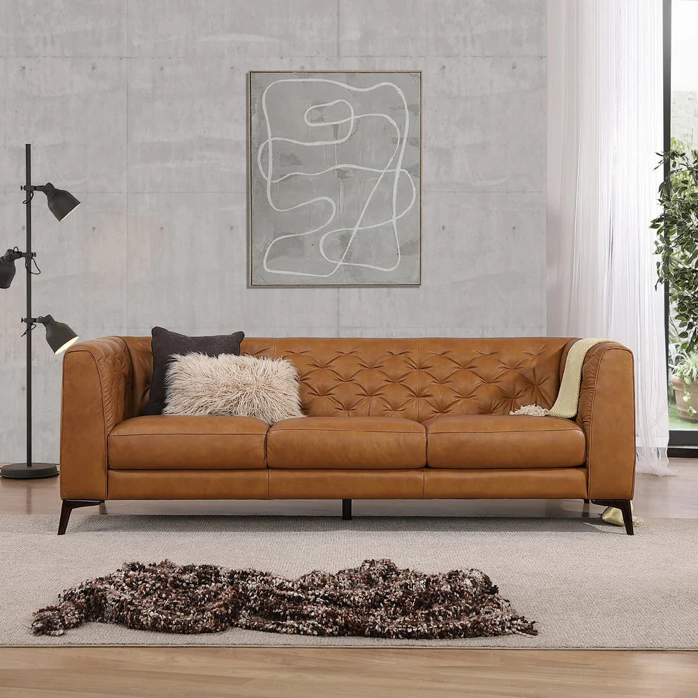 Beatnik Tan Leather Sofa Photo.