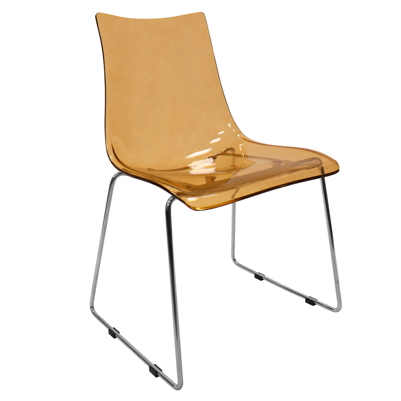 LeisureMod Lima Modern Acrylic Chair Amber