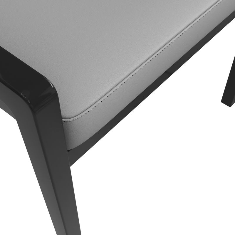 Leisuremod Ethora Collection Modern Wooden Dining Chair in Grey Closeup.