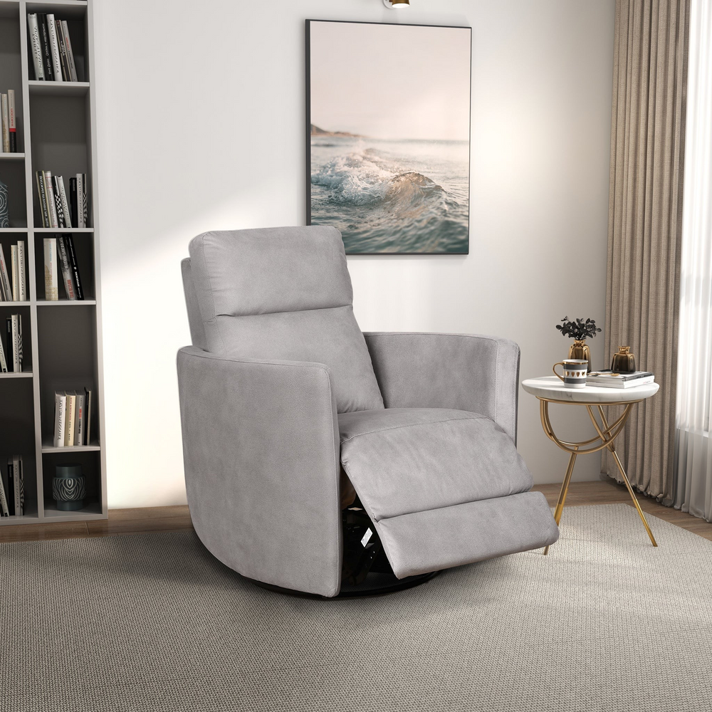 Lawson Swivel Glider Suede Recliner Chair Latte Photo.
