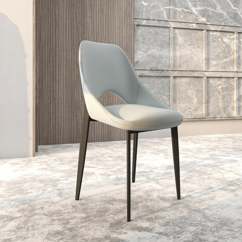 LeisureMod Amalfi Collection Modern Fabric Dining Chair in Coconut White with Background.