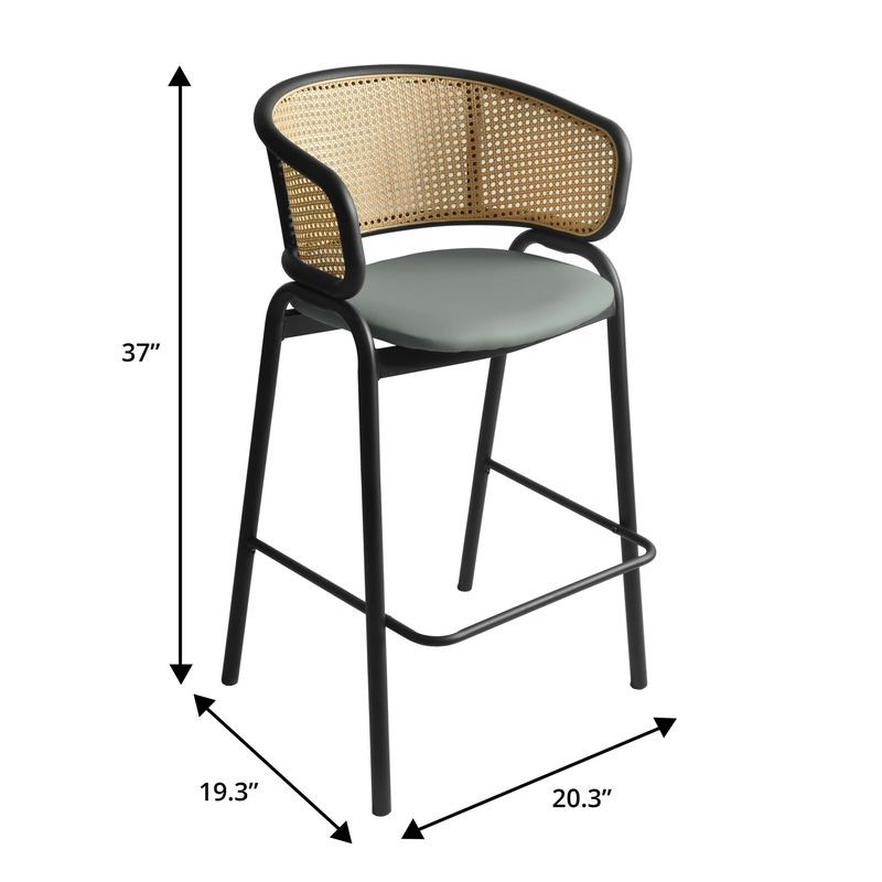 Bar stool with dimensions labeled on a white background.