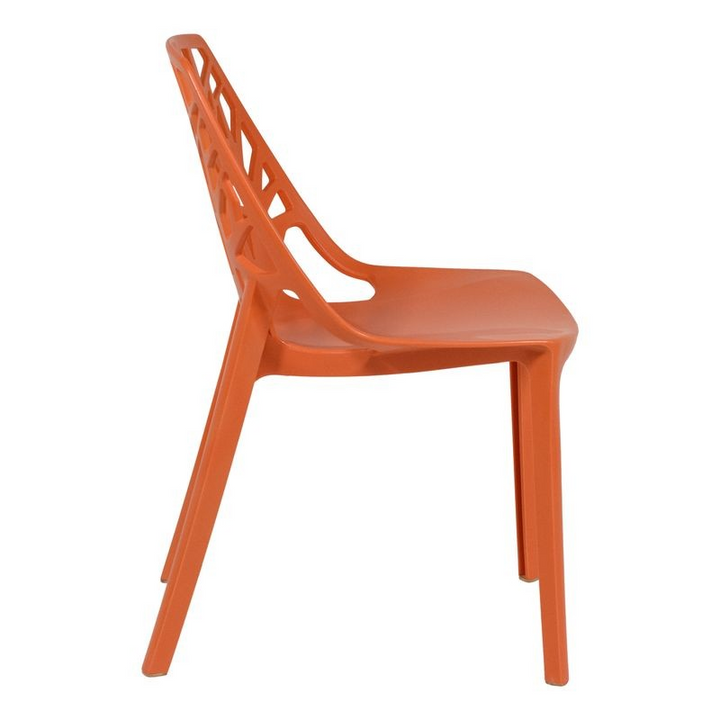 LeisureMod Modern Cornelia Dining Chair Solid Orange Side View.