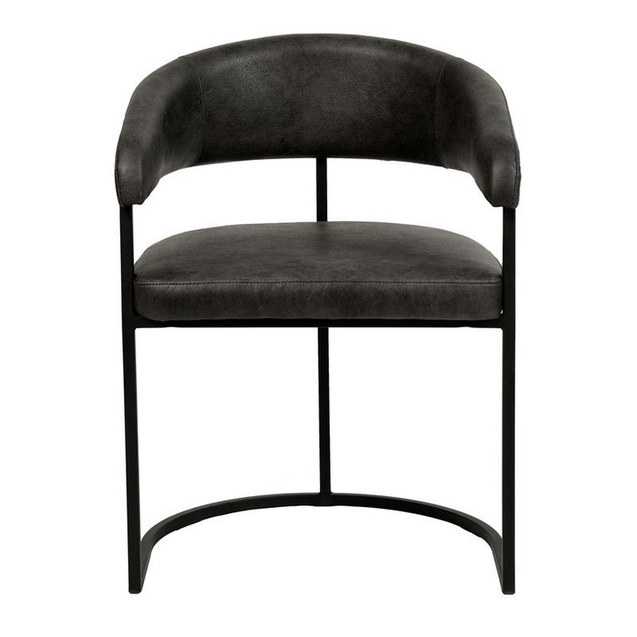 LeisureMod Aero Collection Modern Dining Chair in Charcoal Front View.
