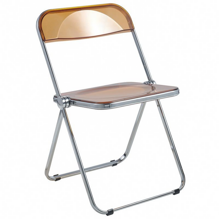 LeisureMod Lawrence Acrylic Folding Chair with Metal Frame