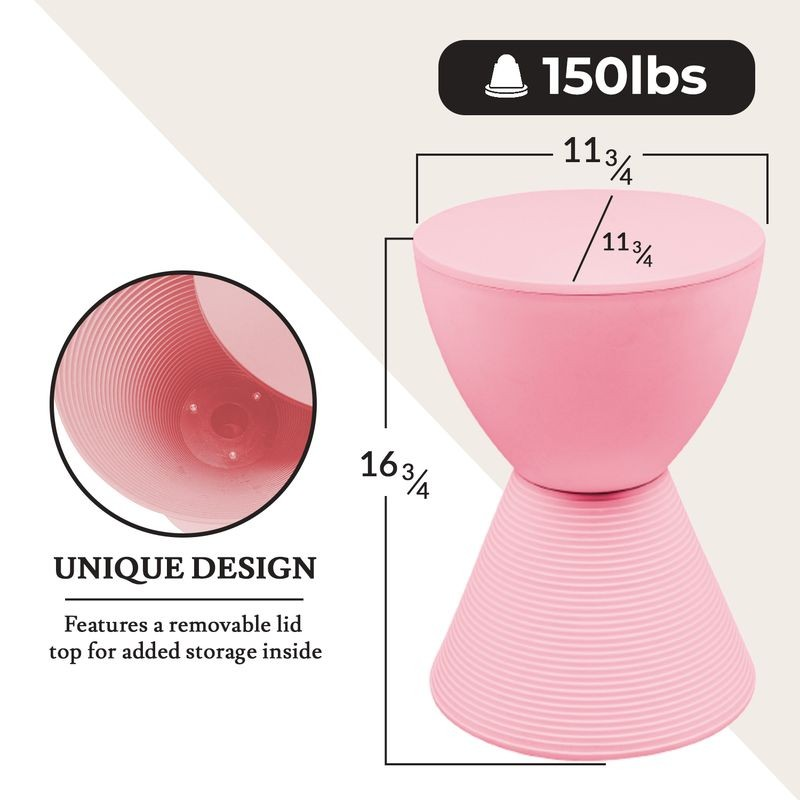 LeisureMod Modern Round Boyd Side Table Pink Dimensions.