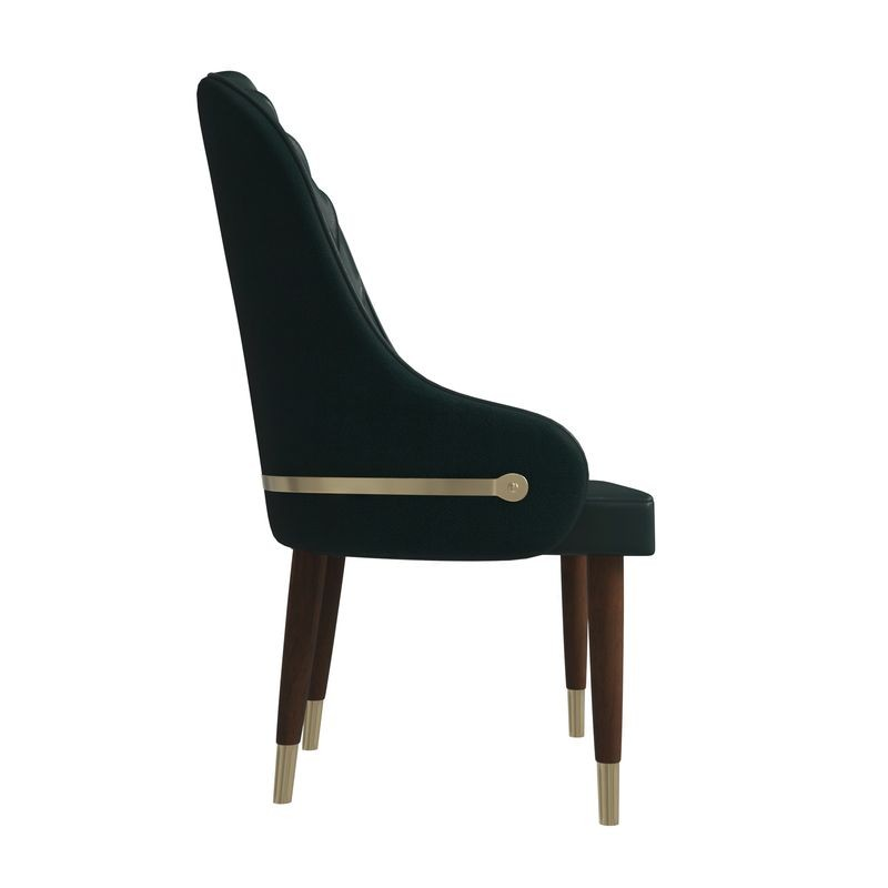 Leisuremod Elara Collection Wooden Dining Chair in Two-Tone Green Side View.