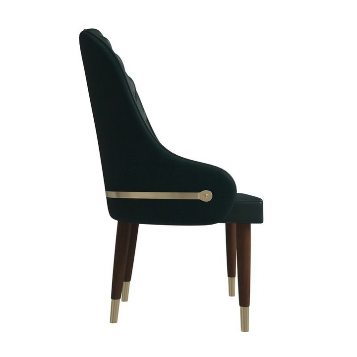 Leisuremod Elara Collection Wooden Dining Chair in Two-Tone Green Side View.