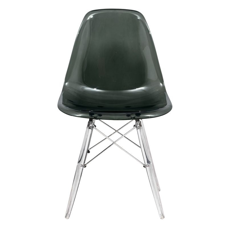 LeisureMod Dover Molded Side Chair with Acrylic Base Transparent Black Front.