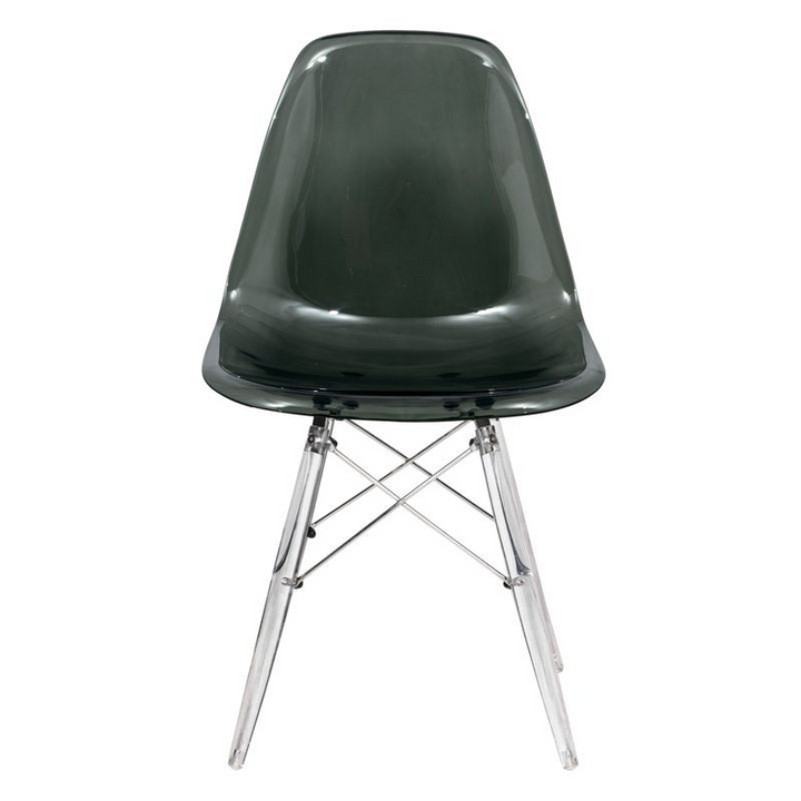 LeisureMod Dover Molded Side Chair with Acrylic Base Transparent Black Front.