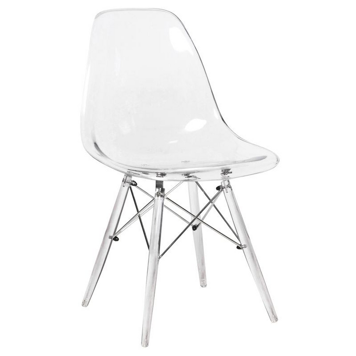 LeisureMod Dover Molded Side Chair with Acrylic Base Clear