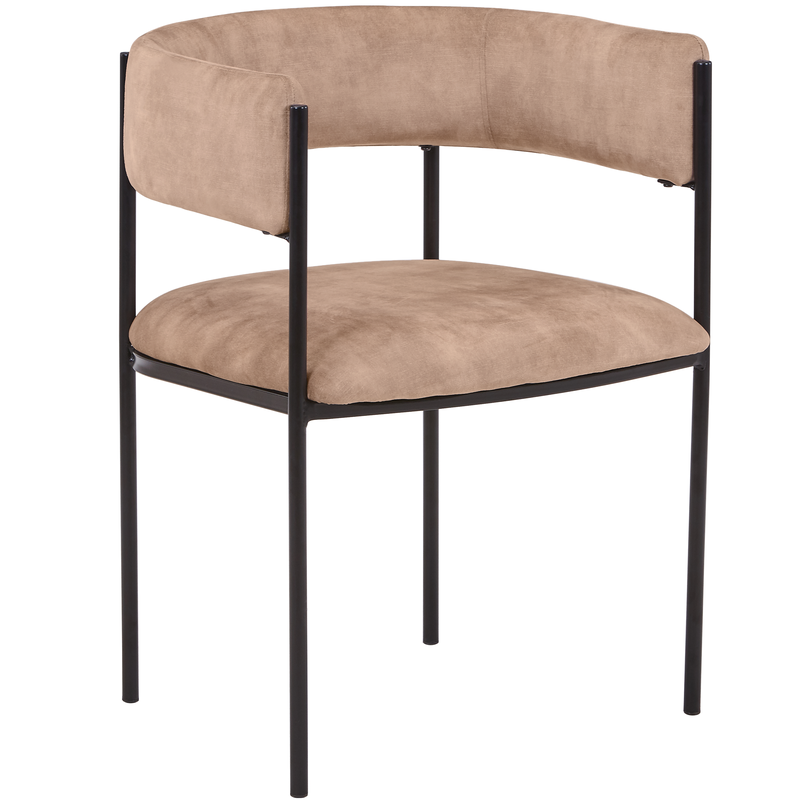 LeisureMod Cyril Collection Modern Chair in Light Brown Velvet