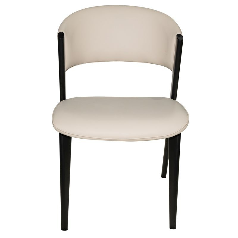 LeisureMod Aspen Collection Modern Dining Chair Black Frame in Light Grey Front View.