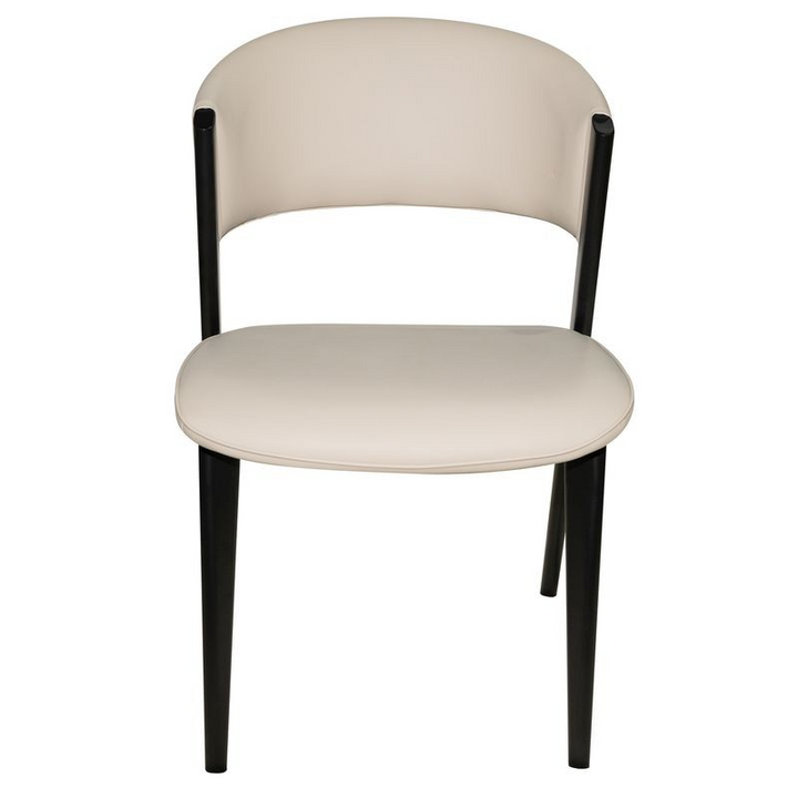 LeisureMod Aspen Collection Modern Dining Chair Black Frame in Light Grey Front View.