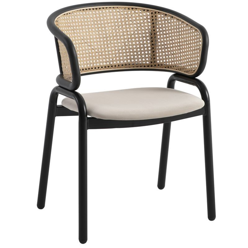 Leisuremod Ervilla Modern Dining Chair with Stainless Steel Legs Velvet Seat and Wicker Back Beige