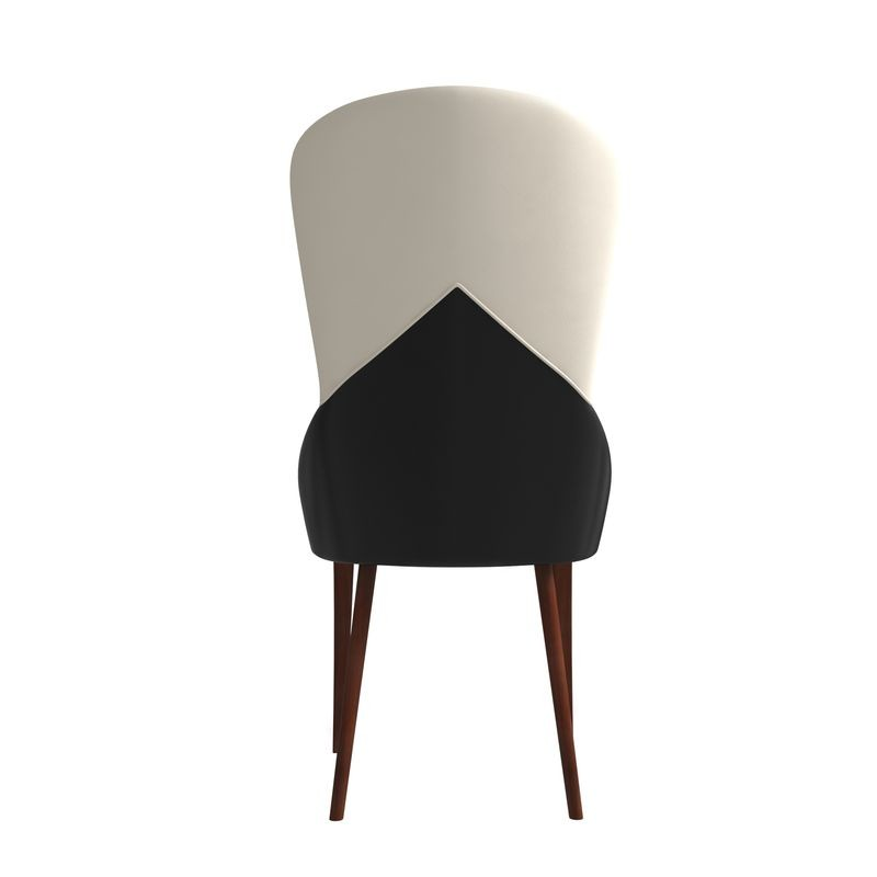 LeisureMod Havana Collection Modern Wooden Dining Chair in Black/White Back Photo.