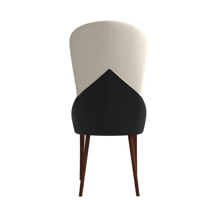 LeisureMod Havana Collection Modern Wooden Dining Chair in Black/White Back Photo.